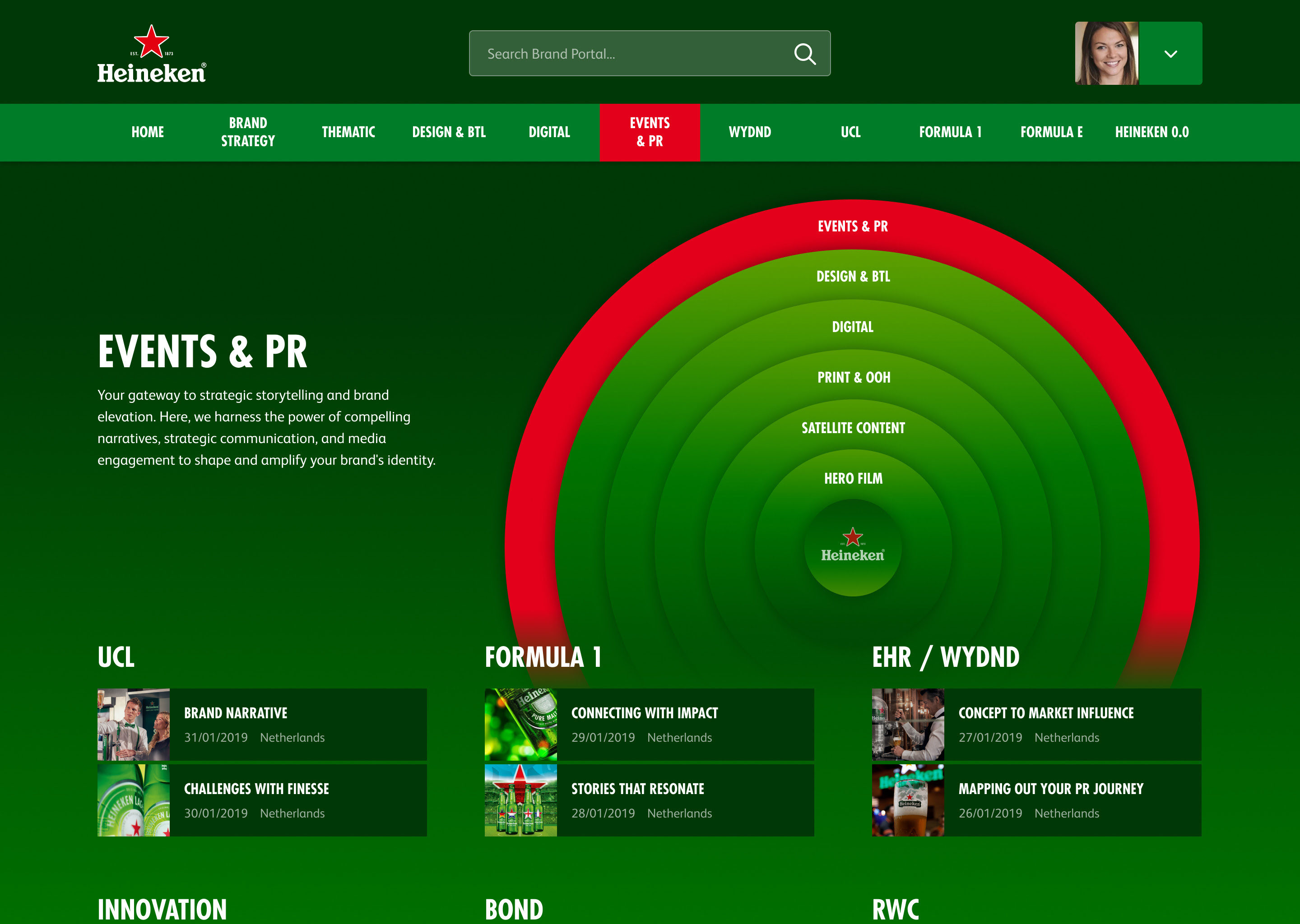 events & pr section page