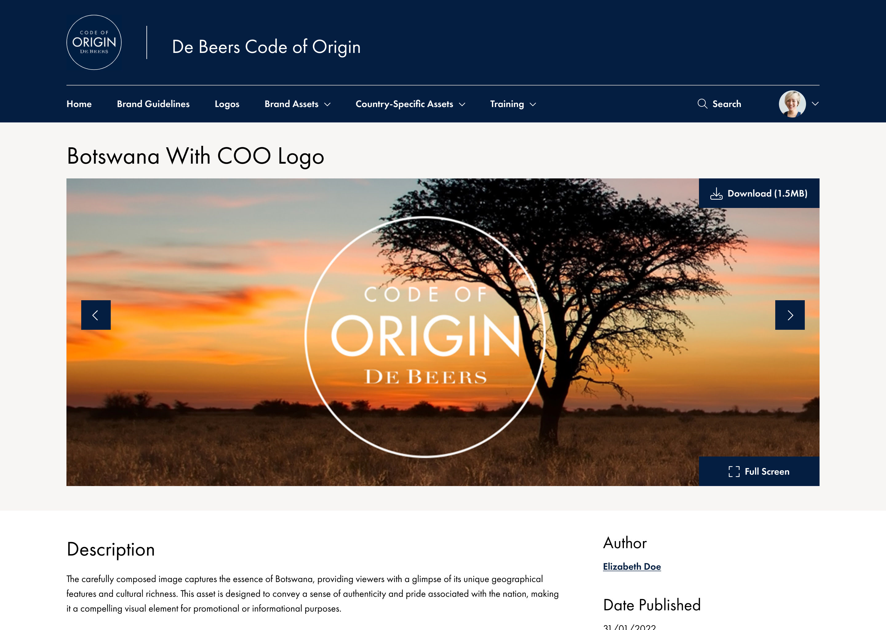 document and asset page